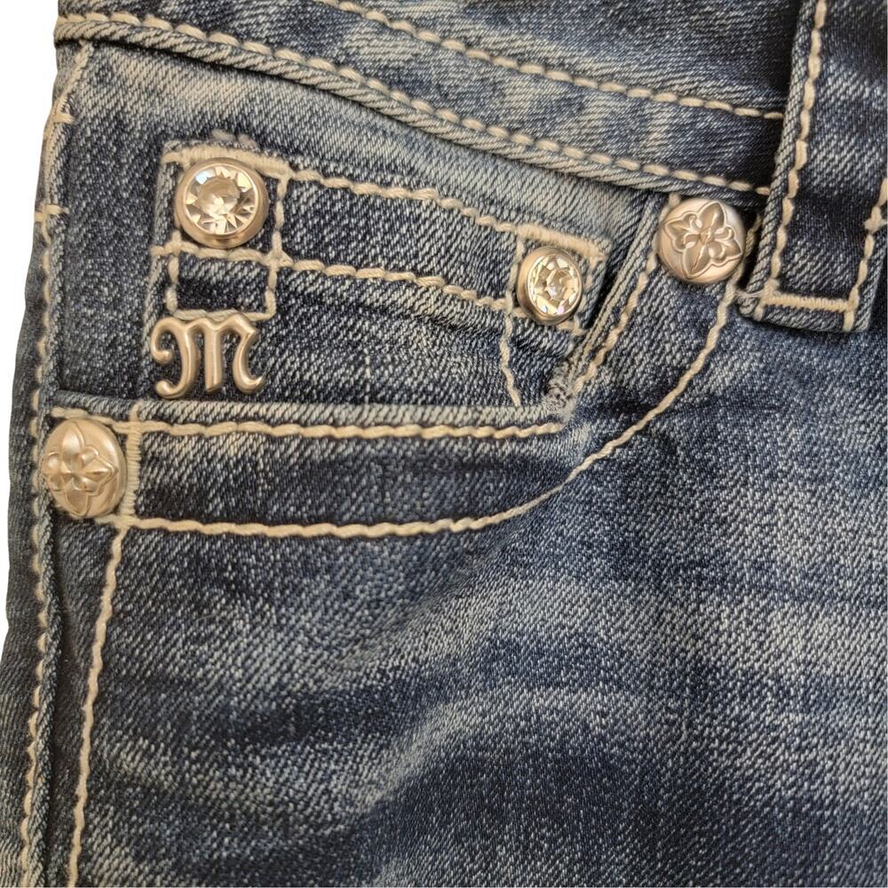 MISS ME Colorful Embellished Skinny Jeans Womens 27 Rhinestone Thick Stitch Y2K - Picture 15 of 15
